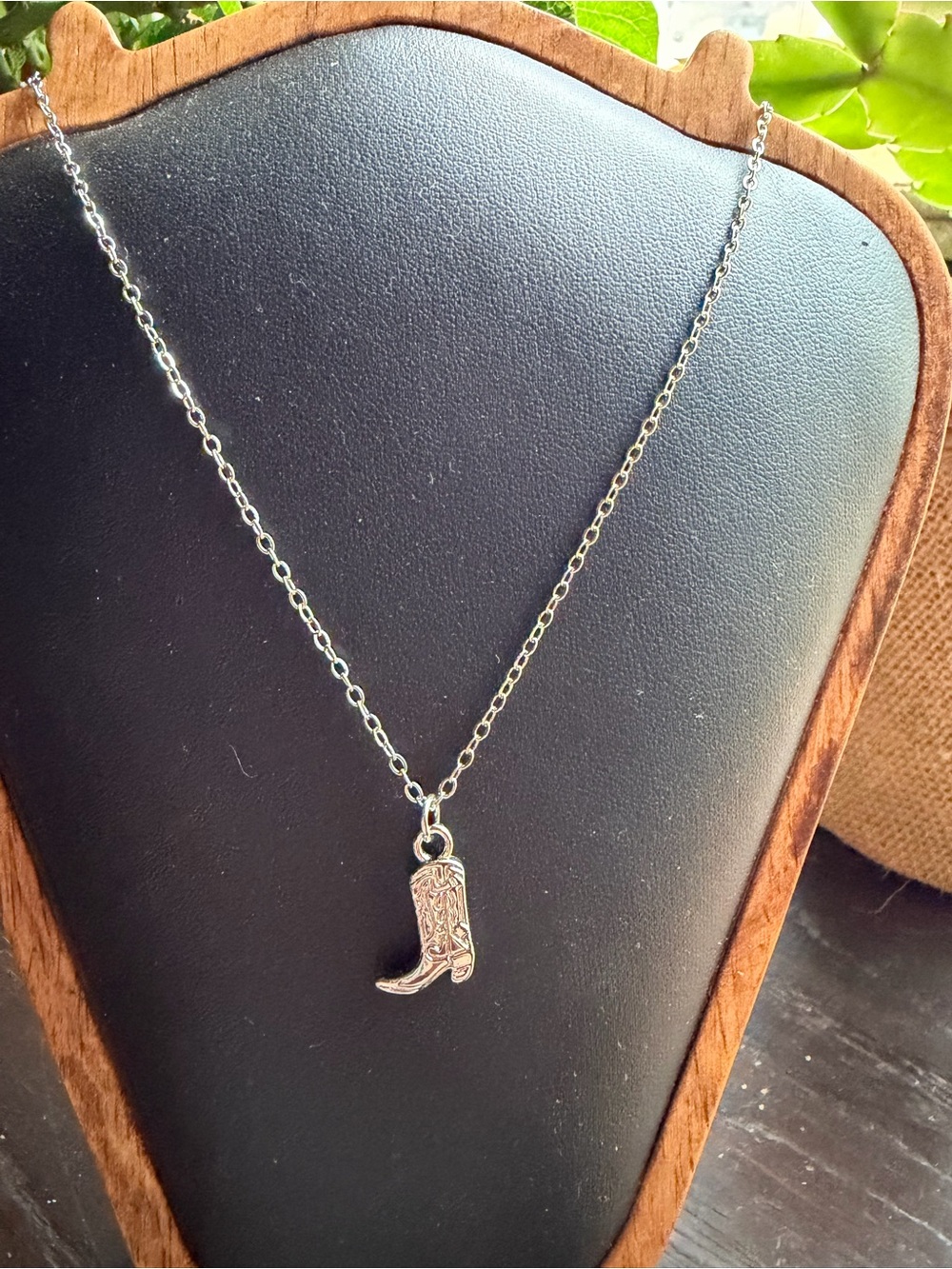 Western Cowboy Boot Charm Necklace Silver Tone Cowgirl Country Boho Jewelry NEW - Picture 2 of 4